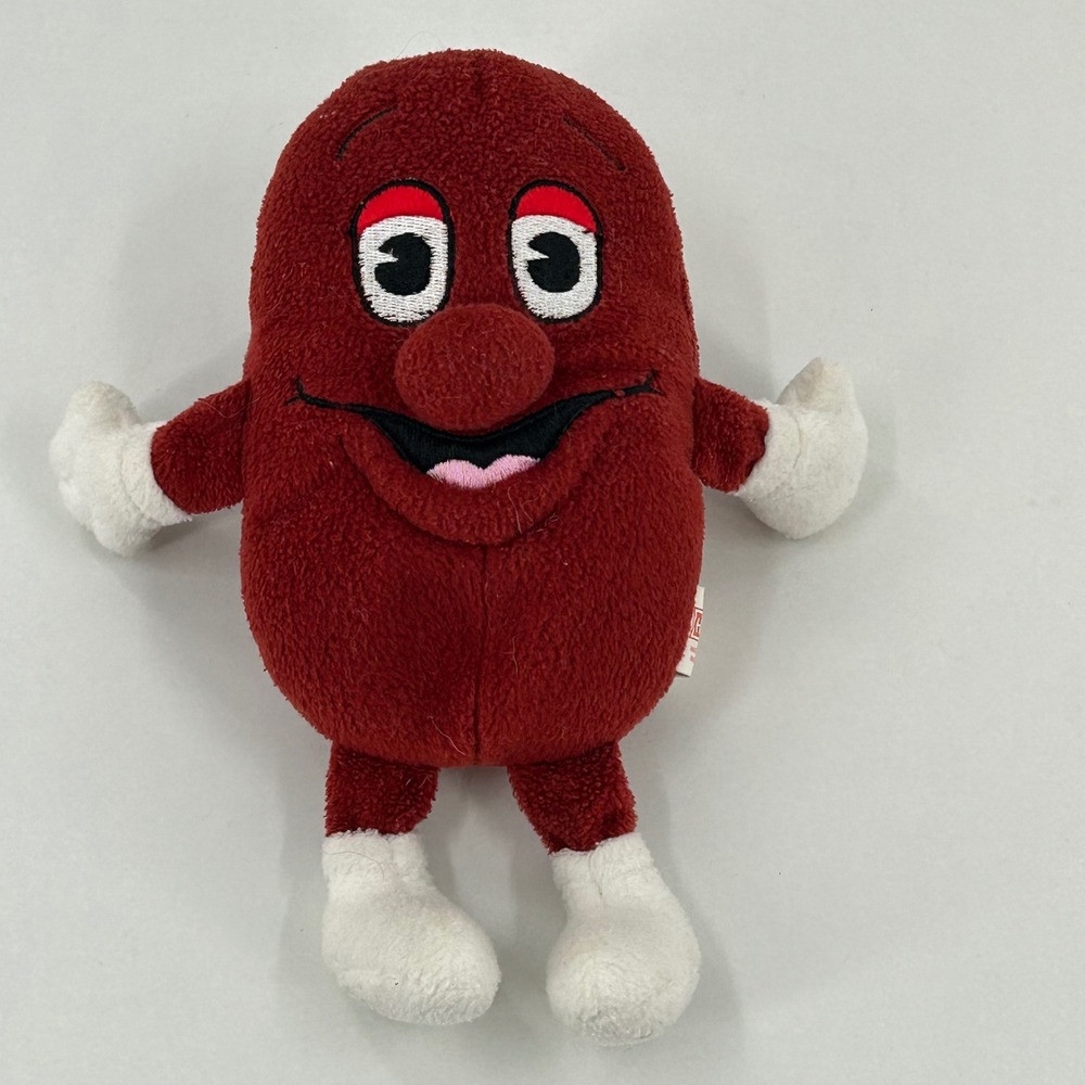 Hanover Foods Kid Bean Plush 2007 Advertising Mascot Red White 7‎ Inch Toy
